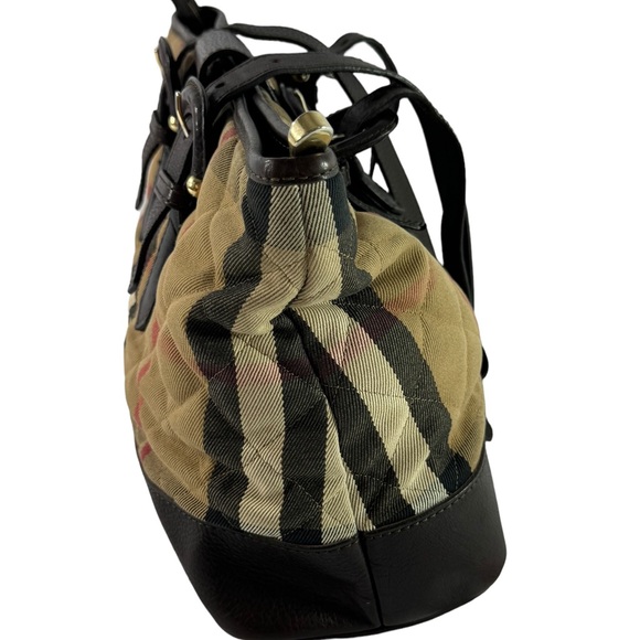 BURBERRY Multicolor Canvas Quilted House Check Manor Tote Bag Made in Italy - Picture 4 of 17